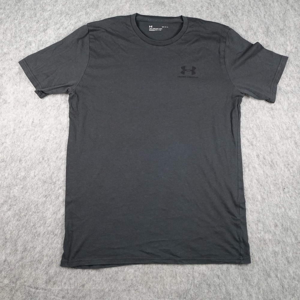 Under Armour Shirt Men Large Black Short Sleeve Logo Loose Fit Cotton Blend Tee